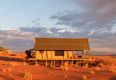 Wolwedans Dune Camp golden hour sunset dunes NamibRand Reserve Namib Desert Namibia
