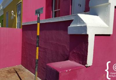 Cape Malay architectural detail flat-roofed terraced houses Bo-Kaap Cape Town