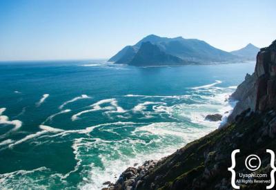 Chapman's Peak Drive road carved into mountain cliff face Hout Bay Cape Town South Africa
