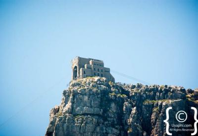 Views from Table Mountain summit over Cape Town harbour and Cape Peninsula South Africa