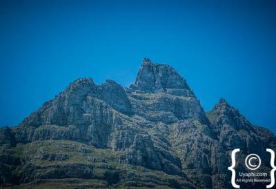 Views from Table Mountain summit over Cape Town harbour and Cape Peninsula South Africa