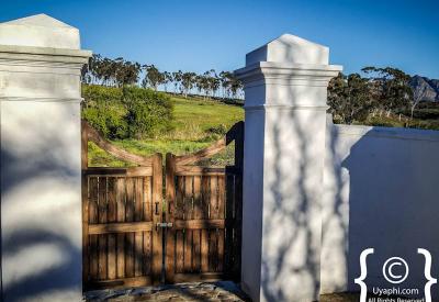 Historic Church Street Tulbagh with surrounding mountain backdrop Western Cape