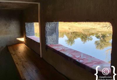 Elephant feet at waterhole water level Jaci's Terrapin Hide Madikwe South Africa