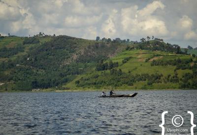Lake Edward sunset Uganda Queen Elizabeth National Park scenery