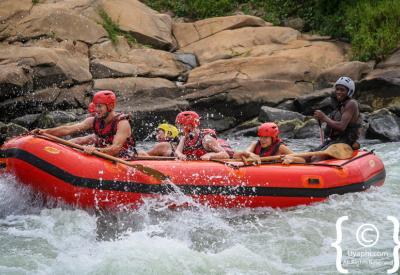 Capsized raft Nile River Uganda grade 5 adventure white water rafting