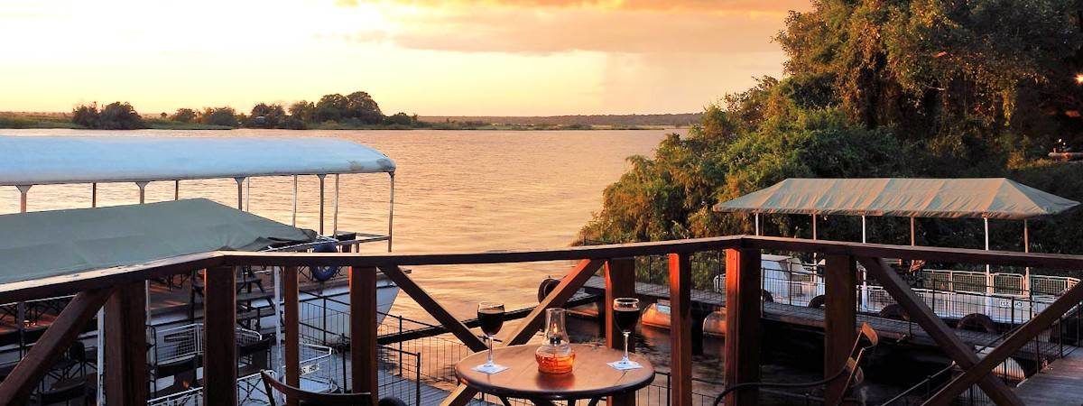 Chobe Marina Lodge sunset drinks