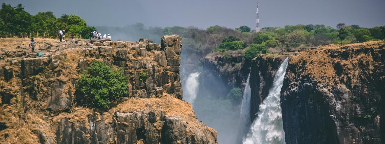 Devil's Pool Victoria Falls Zambia Livingstone Island edge Zambezi River natural infinity pool dry season