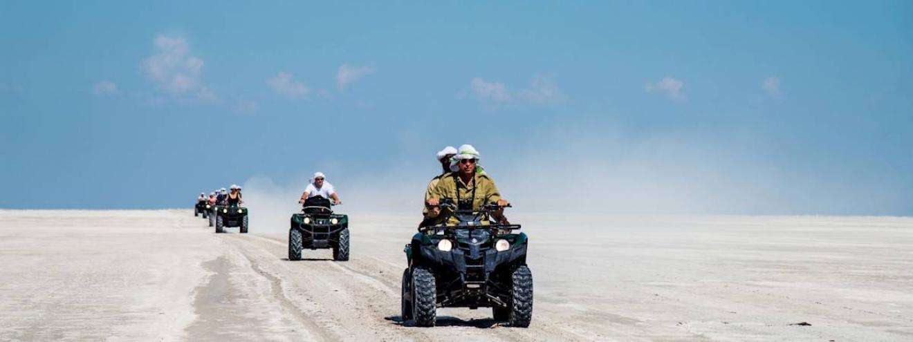 Kubu Island Quad Bike Safari 6 days Makgadikgadi Pans Camp Kalahari ancient baobabs Botswana
