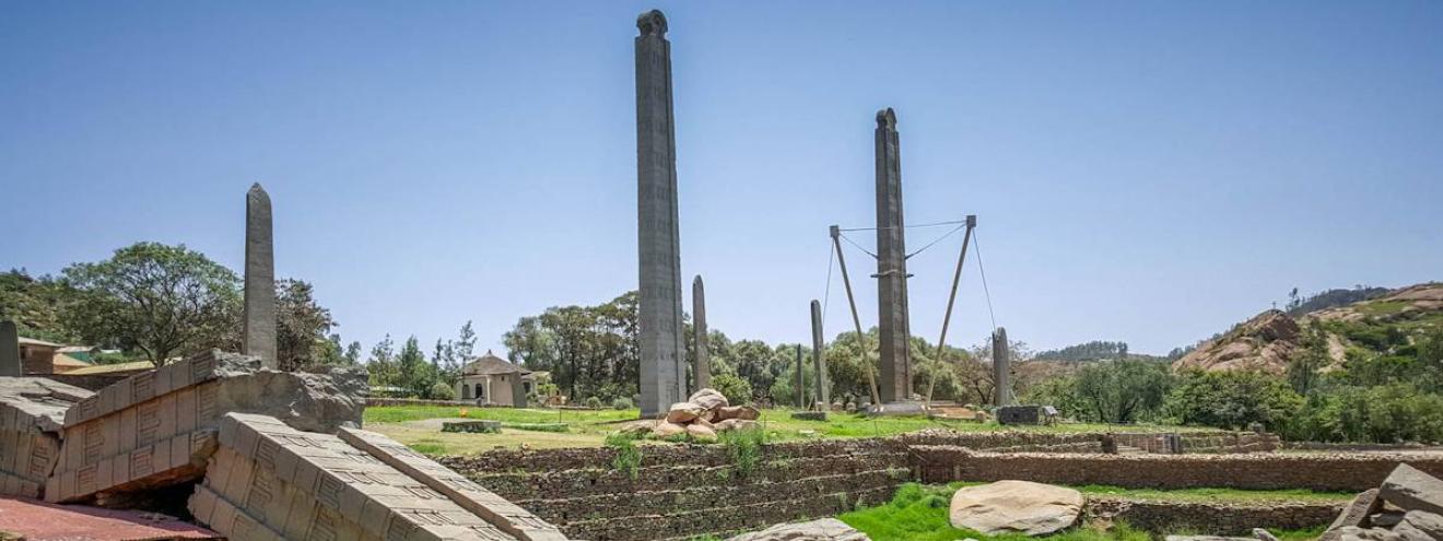 Axum Stelae Field Ethiopia 1700-year-old 7 hand-carved stelae 21 metres tallest Aksumite kings