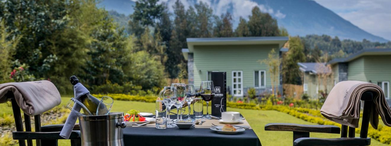 Amakoro Songa Lodge 8 chalets closest lodge Volcanoes National Park HQ Rwanda