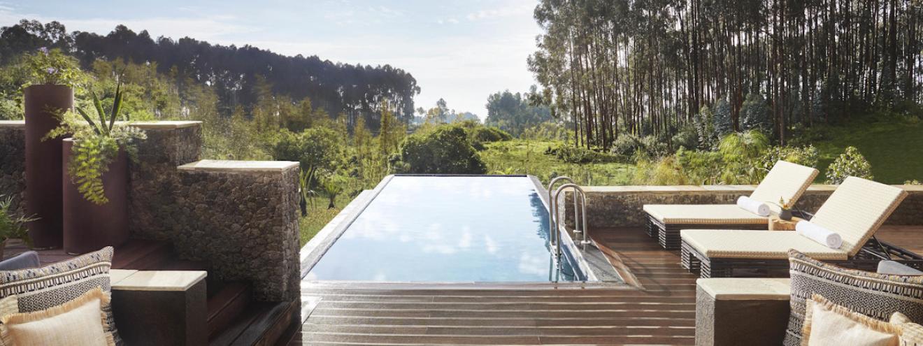 One&Only Gorillas Nest 21 jungle-chic suites eucalyptus Volcanoes National Park Rwanda