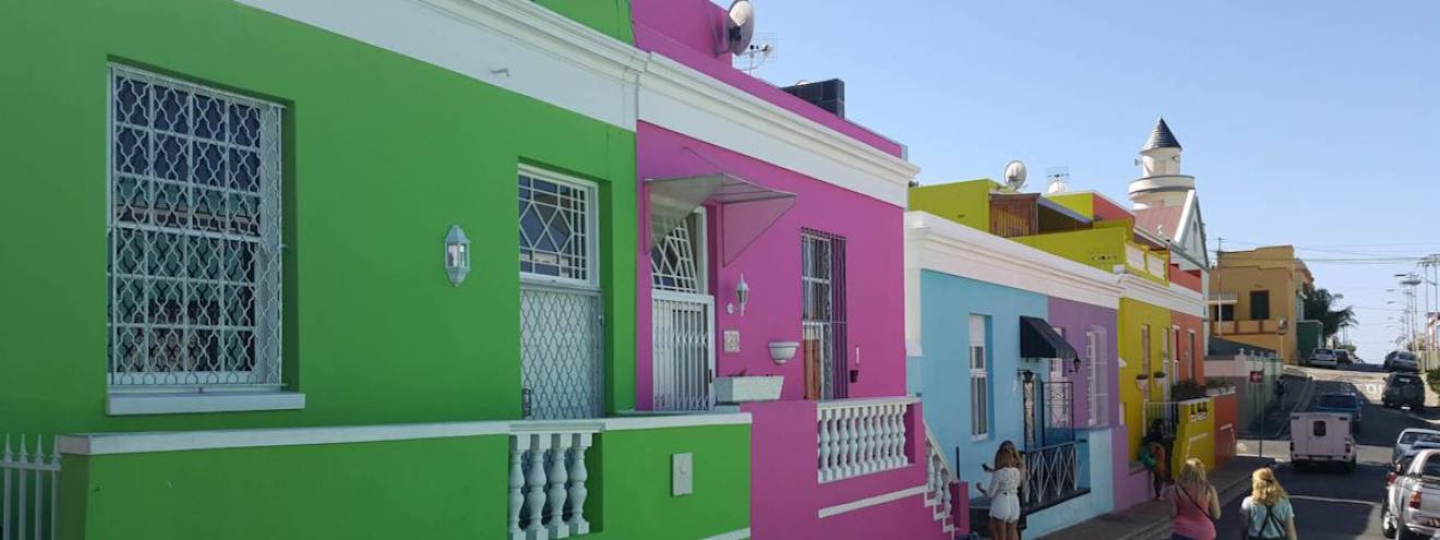 Bo-Kaap brightly painted houses cobblestone streets Signal Hill Cape Town South Africa