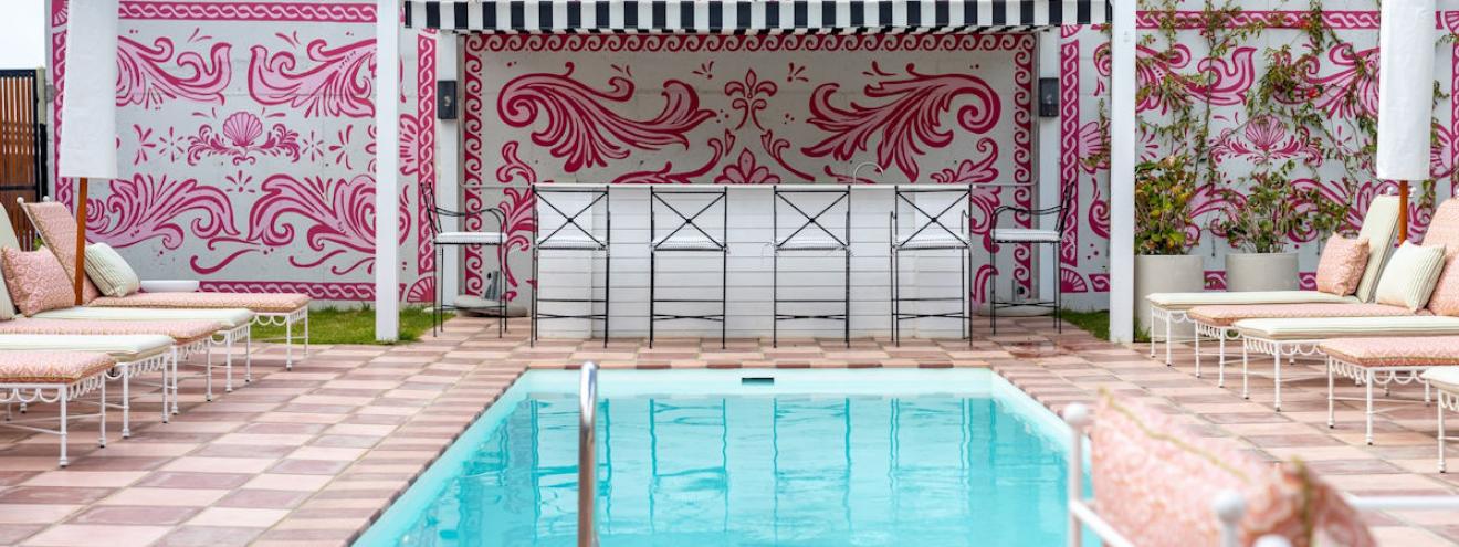 Tintswalo Summer House Glencairn pink heritage villa exterior overlooking False Bay Cape Town boutique hotel
