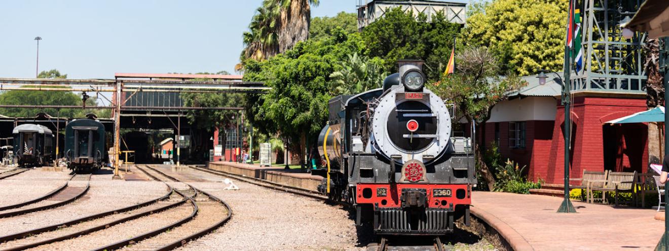 Rovos Rail steam locomotive Capital Park Station Pretoria Southern Cross Safari South Africa