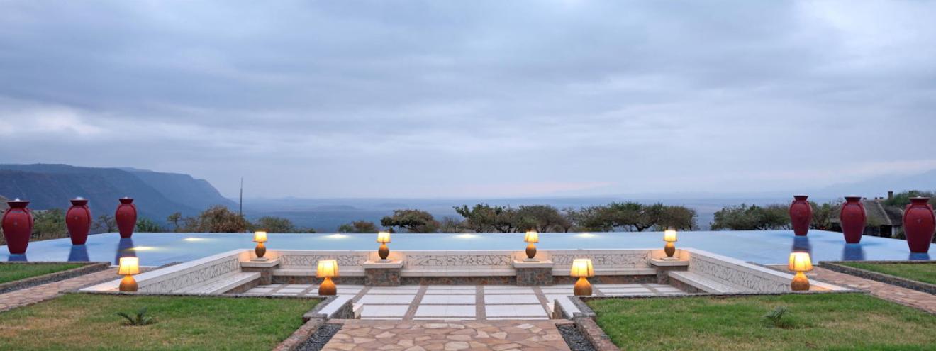 Lake Manyara Kilimamoja Lodge 52 suites Mount Meru Kilimanjaro views Great Rift Valley Tanzania