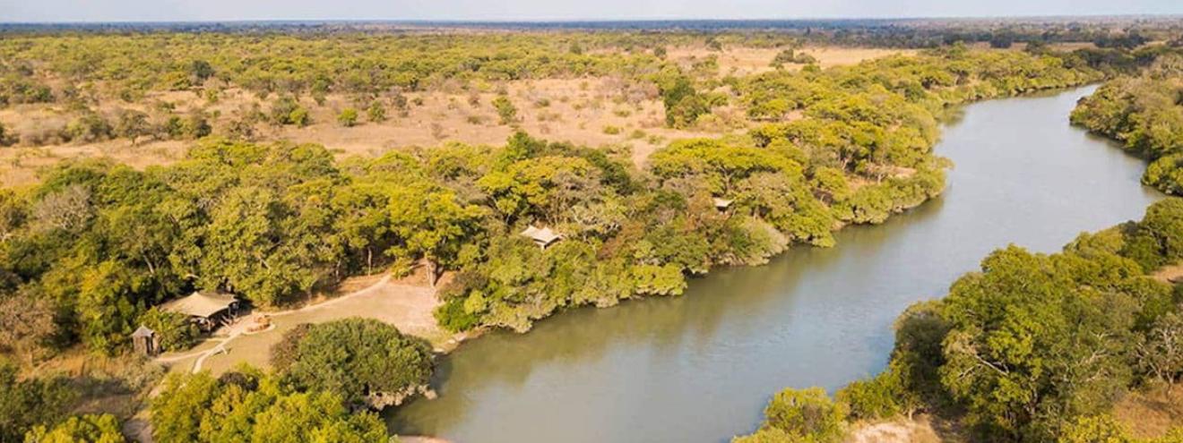 Fig Tree Bush Camp 4 tents lagoon plains views lion cheetah leopard Kafue National Park Zambia