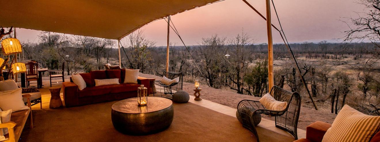 Camp Chitubu 6 Bedouin tented suites ridge natural spring Sinamatela Hwange Zimbabwe