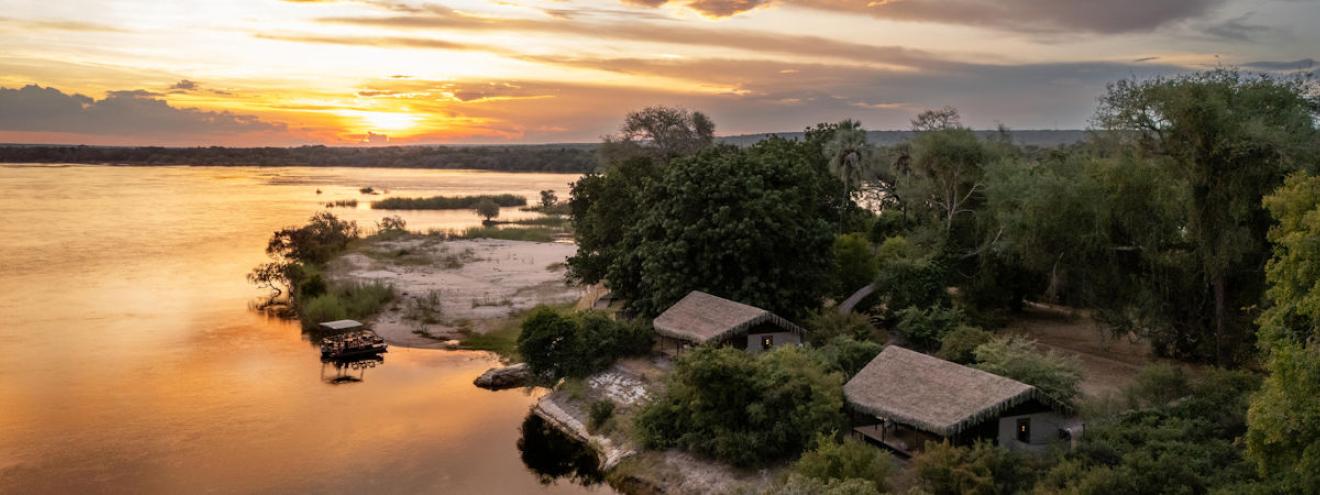Chundu Island Lodge 8 suites private island Zambezi River Victoria Falls Zimbabwe