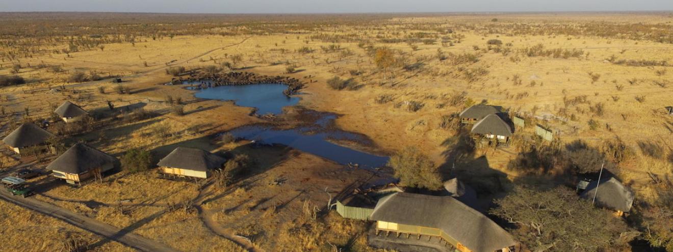 Nehimba Lodge 9 thatched chalets Nehimba Seep Mandavu Dam Hwange National Park Zimbabwe