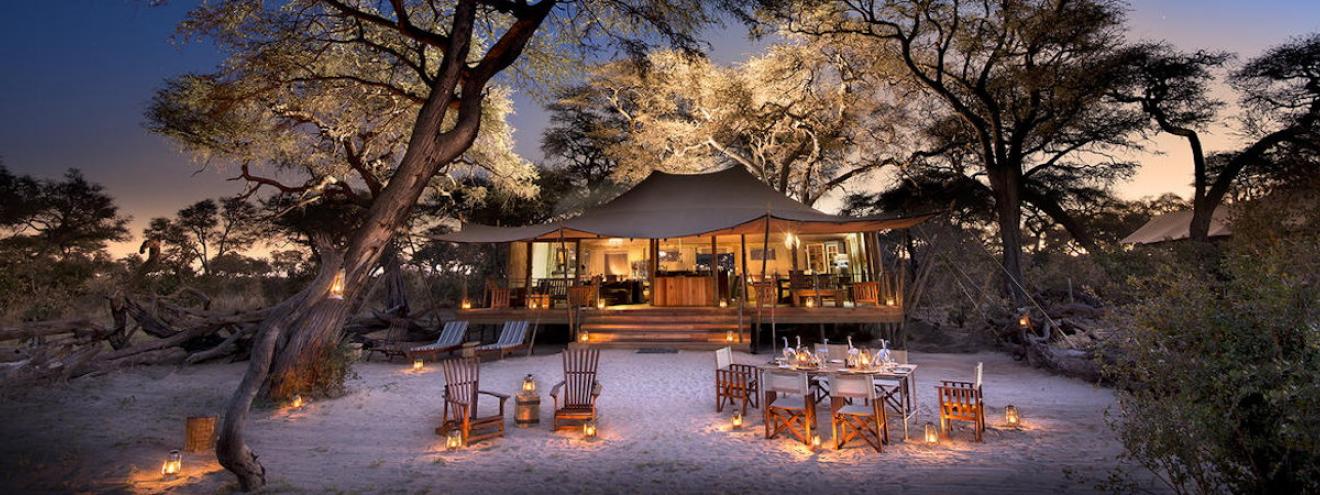 Somalisa Expeditions Camp 6 Meru tents adults-only waterhole deck Hwange Zimbabwe