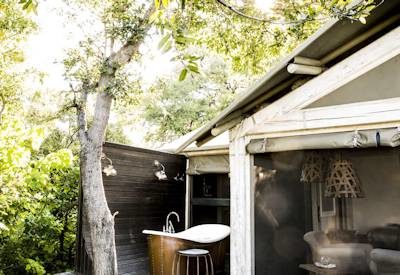 Outdoor bathtub with a view