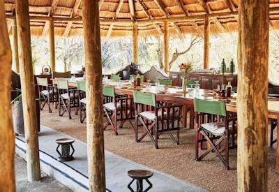 Thatched indoor dining area