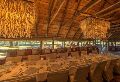 Indoor dining area at camp