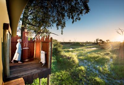Outdoor shower watching iconic african wildlife species