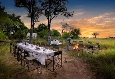 Outdoor dining at a permanent lagoon