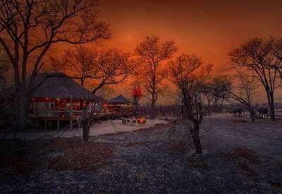 Hyena Pan Camp at sunset