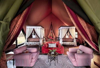 Stunning en-suite tented bedrooms with old world safari styling