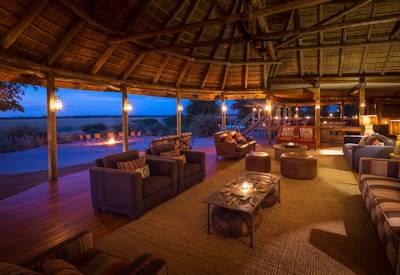 Thatched lounge area at camp