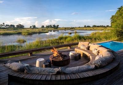 Camp deck and fire pit