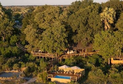 A camp hidden in the Okavango Delta