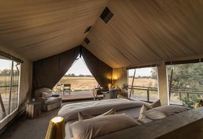 Tented suites with views of the Khwai