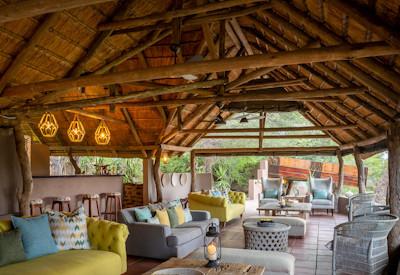 Beautiful thatched guest area at lodge