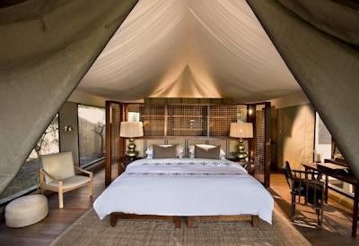 The bedrooms at tented camp