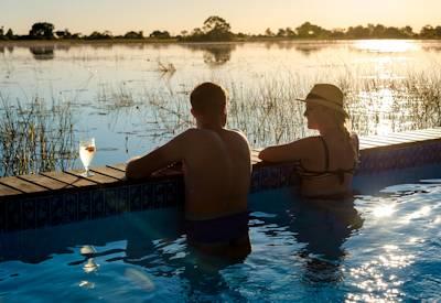 Swimming pool and sunset