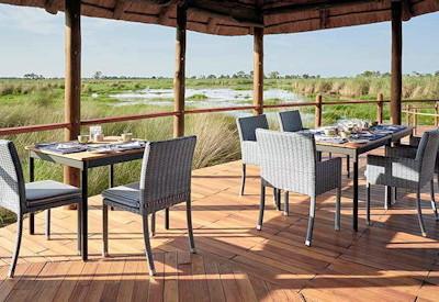 Indoor dining area with views