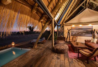 Private swimming pool overlooking the private Selinda Reserve