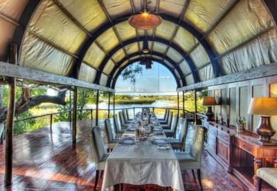 Indoor dining deck at the camp