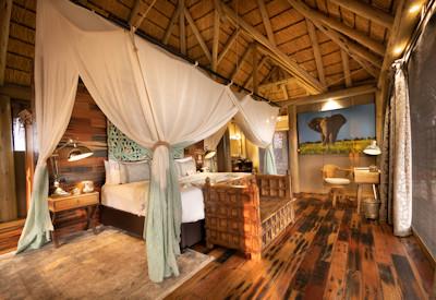 Large and luxurious thatch suites with wooden floors