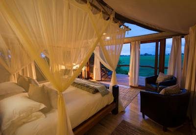 Tented bedrooms with stunning views