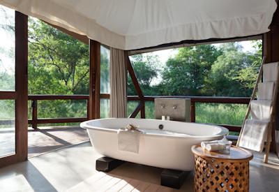 A romantic en-suite bath with a view