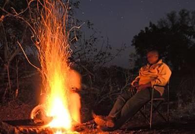A roaring camp fire