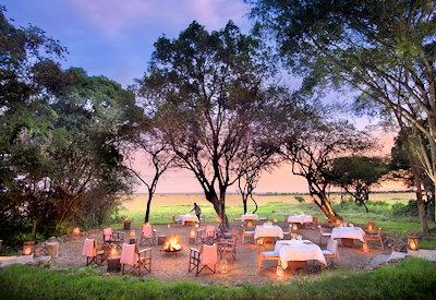 Outdoor dinning at this AndBeyond Camp