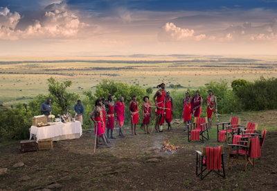 Sunset drinks and dancing in the Mara