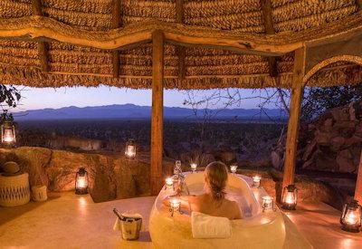 An intimate and large bath tub