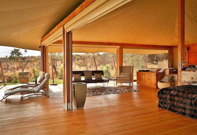 Open fronted and side tented suites