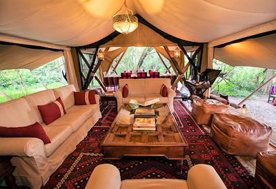 Tented lounge and dining area